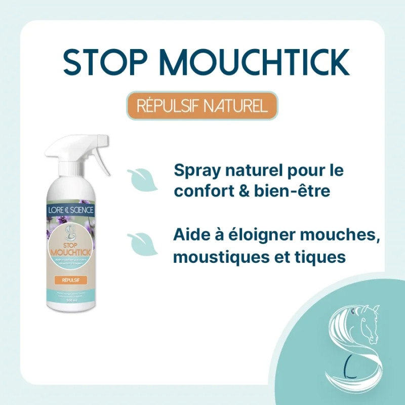 Stop MouchTick - Répulsif tiques, mouches pour cheval