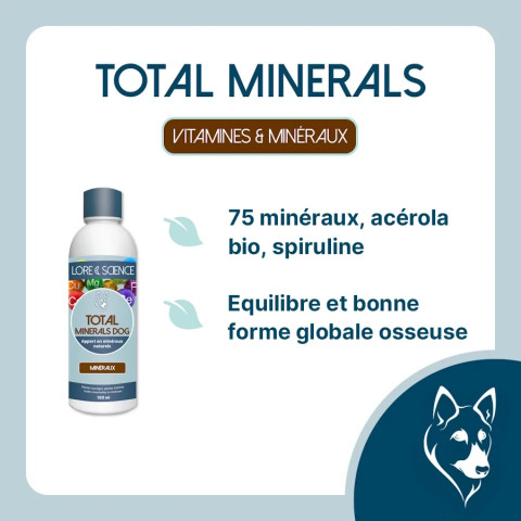 Total Minerals Dog - Antioxydants, 75 minéraux naturels chien